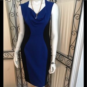 Blue and black sleeveless dress